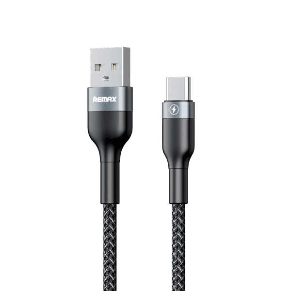 Remax Sury 2 Series Cable Durable Nylon Braided Wire USB - USB Type C 2,1 A 1 m black (RC-064a black)