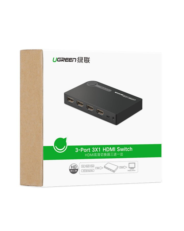Ugreen switch splitter splitter switch HDMI - 3x HDMI 3D 4K 7.5 Gbps 36 bit per channel black (40234)