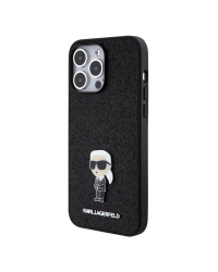 Karl Lagerfeld Fixed Glitter Metal Ikonik Case for iPhone 15 Pro Max Black