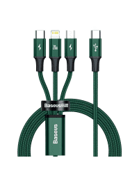 Baseus Rapid 3in1 USB Typ C - USB Typ C / Lightning / micro USB cable 20 W 1,5 m green (CAMLT-SC06)