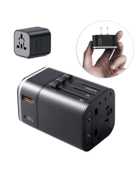 Baseus multiplug universal travel adapter US / EU / UK / AU / CN PPS QC3.0 PD3.0 18W black (TZPPS-D01)