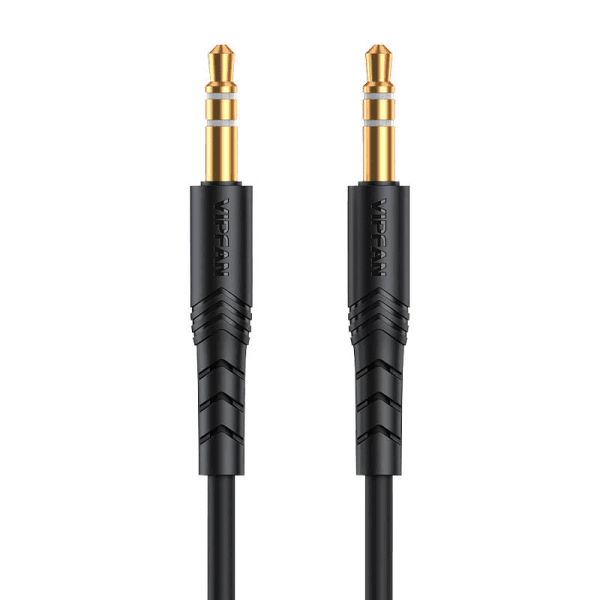 Mini jack 3.5mm AUX cable Vipfan L04 1m, gold plated (black)