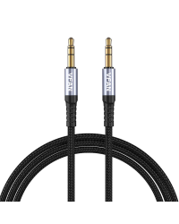 Кабель VFAN L11 mini jack 3,5 мм AUX, 1 м, позолоченный (серый)