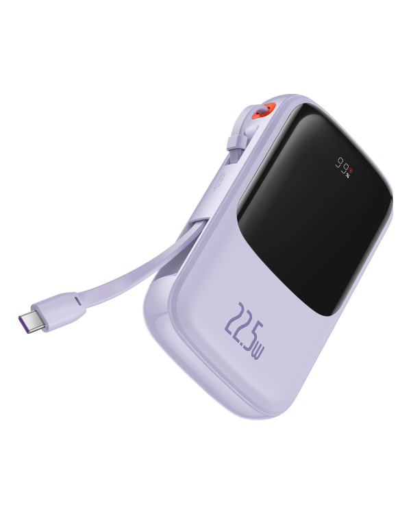 Baseus Qpow power bank 10000mAh built-in USB Type-C cable 22.5W Quick Charge SCP AFC FCP purple (PPQD020105)