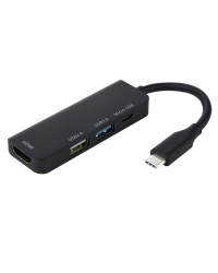 Fusion 4 in 1 Адаптер USB-C на HDMI / USB 3.0 / USB 2.0 / Micro USB Черный