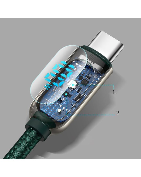 Baseus USB Type C - USB Type C cable 100 W (20 V | 5 A) 1 m Power Delivery with display screen power meter white (CATSK-B06)
