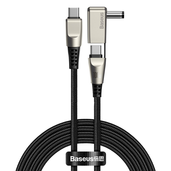 Обложка книги «Baseus 2in1 USB - USB Typ C data charging cable / 5,5 mm x 2,5 mm DC Adapter laptop plug 2 m 100 W 5 A black (CA1T2-A01)»
