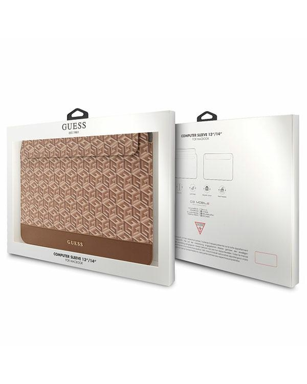 Guess Sleeve GUCS14HGCFSEW 14" brązowy|brown GCube Stripes
