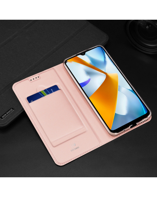 Dux Ducis Skin Pro Case for Xiaomi Poco C40 Flip Card Wallet Stand Gold