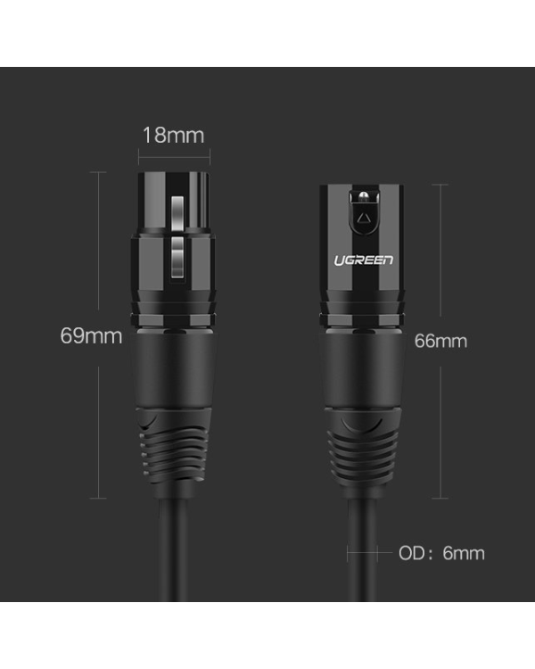XLR female to XLR male cable UGREEN AV130 3m (black)