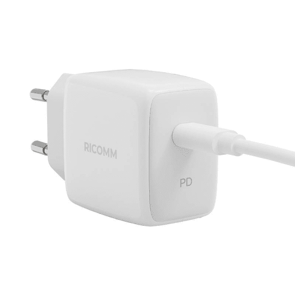Настенное зарядное устройство 25W PD Ricomm RC251 EU, 1xUSB-C + кабель USB-C 2,1 м Настенное зарядное устройство 25W PD Ricomm RC251 EU, 1xUSB-C + кабель USB-C 2,1 м