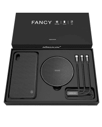 Nillkin Fancy Gift Set - Phone Case + Qi Wireless Charger + 3-in-1 Cable (USB - micro USB/Lightning/USB-C) for iPhone X black