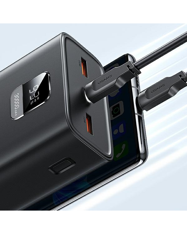 Дополнительное изображение книги «USAMS Powerbank PB68 30000mAh 65W QC3.0+PD Fast Charge + kabel USB-C|USB-C 100W czarny|black ATXLOGTC01 (US-CD185)»