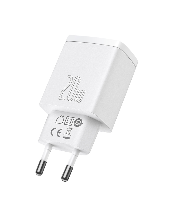 Baseus Compact quick charger USB Type C | USB 20 W 3 A Power Delivery Quick Charge 3.0 white (CCXJ-B02)
