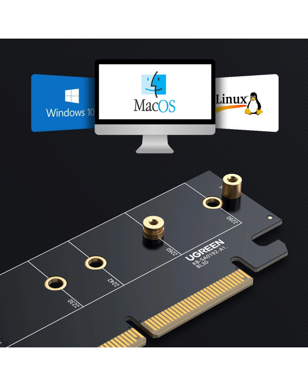 Карта расширения Ugreen CM465 PCIe 4.0 x4 to M.2 NVMe M-Key - черный