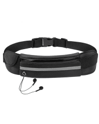 Ultimate Running Belt with bottle holder and headphone outlet black
