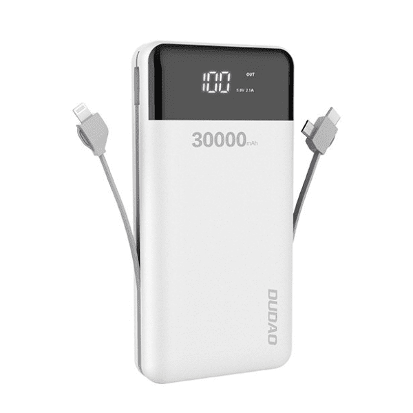 Dudao K1Max 30000mAh power bank with built-in cables white (K1Max-white)