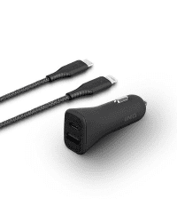 UNIQ Govern. alone. Votra Duo P30 USB-C PD 30W MFI + USB-C to lightning black / charcoal black cable