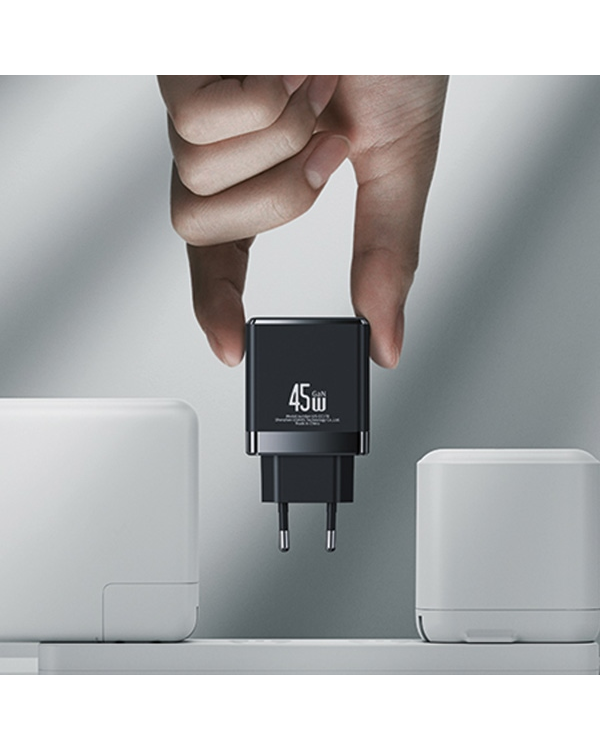 Дополнительное изображение книги «USAMS 1xUSB-C+1xUSB 45W (только зарядное устройство) GaN PD3.0 +QC3.0 Fast Charger| Black (US-CC178)»