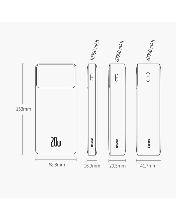 Powerbank Baseus Bipow 30000mAh, 20W (black)