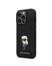 Karl Lagerfeld Liquid Silicone Metal Ikonik Case for iPhone 15 Pro Black