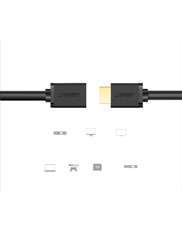 HDMI male to HDMI female cable UGREEN HD107, FullHD, 3D, 2m (black)