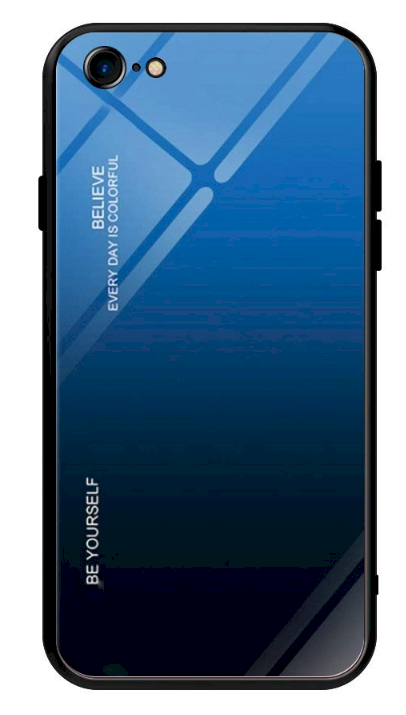 Fusion Gradient Glass Back Case Силиконовый чехол для Apple iPhone 7 / 8 / SE 2020 Синий - Черный