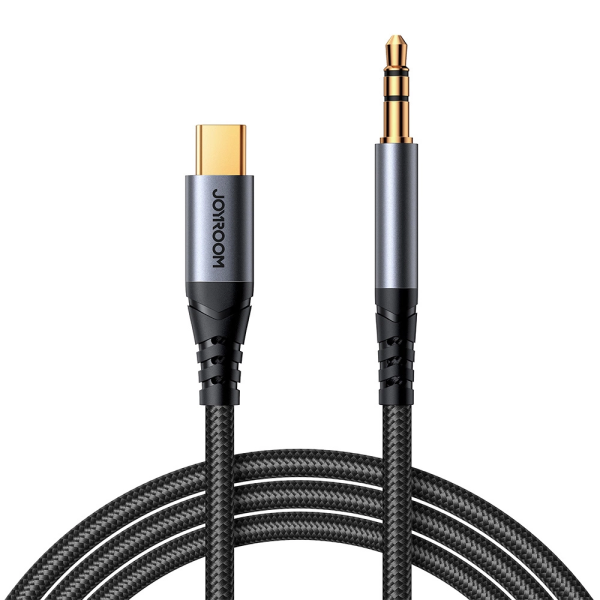 Joyroom стерео аудио кабель AUX 3,5 мм миниджек - USB-C для телефона 1,2 м черный (SY-A07)