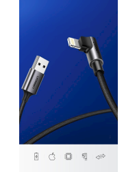 Ugreen USB - Lightning MFI angled cable 1m 2,4A black (60521)