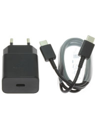 EP-T1510EBE + EP-DA705BBE Samsung 15 Вт дорожное зарядное устройство + USB-C|USB-C Data Cable черный (OEM)