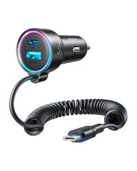 Joyroom быстрое автомобильное зарядное устройство 3 в 1 с кабелем USB Type C 1,5 м 55 Вт черный (JR-CL07)