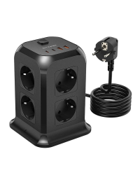 Blitzwolf BW-PC3 Power charger with 8 AC outlets, 2x USB, 2x USB-C (black)