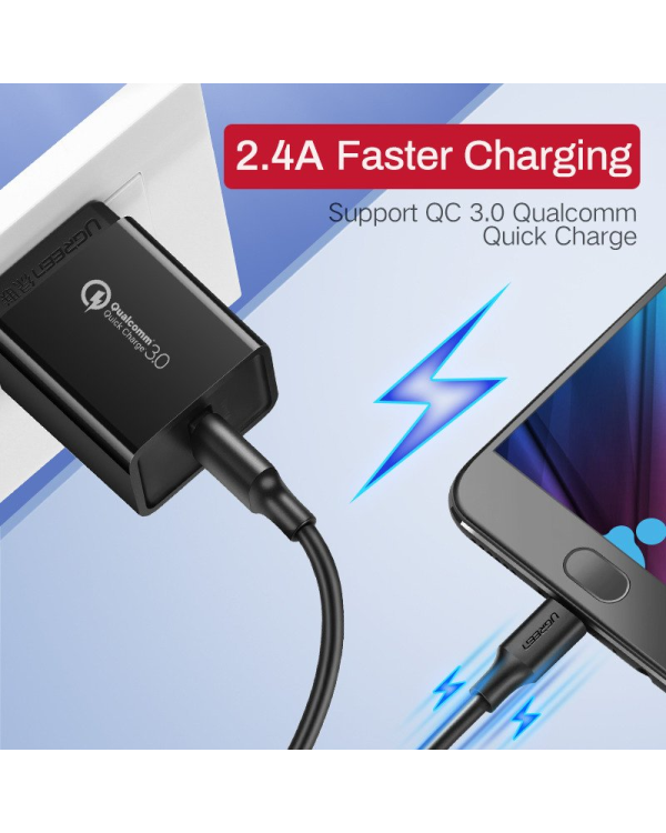 UGREEN micro USB Cable QC 3.0 2.4A 0.5m (Black)
