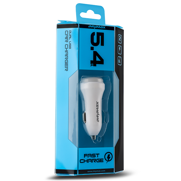 iMymax C54 Премиум Автомобильная зарядка 2 x USB / 30W / 5.4A Белая