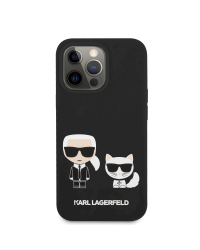 KLHCP13XSSKCK Karl Lagerfeld and Choupette Liquid Silicone Case for iPhone 13 Pro Max Black