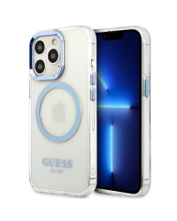 Guess GUHMP13XHTRMB iPhone 13 Pro Max 6,7" niebieski|blue hard case Metal Outline Magsafe