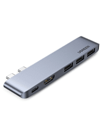 Ugreen Multifunctional HUB 2x USB Typ C - USB Typ C PD (Thunderbolt 3, 100W, 4K@60 Hz, 10 Gbps) / HDMI 4K@30 Hz / 3x USB 3.0 for MacBook Pro / Air gray (60559)