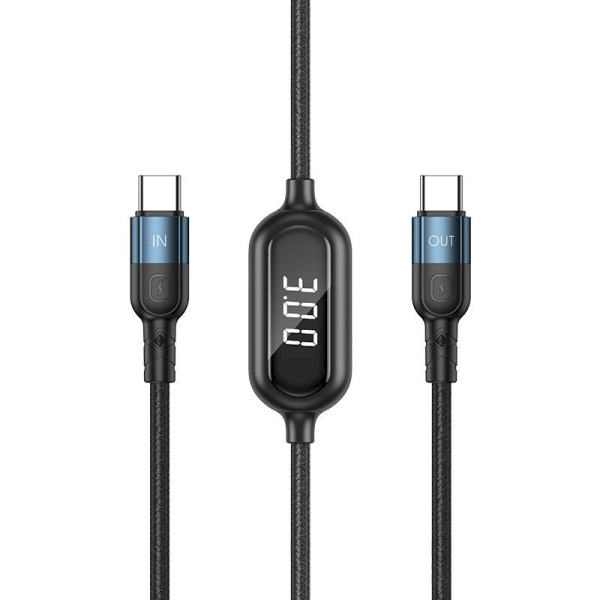 Remax Litxn Series USB Type C - USB Type C 60W fast charging data cable Power Delivery with display screen power meter 1m black (RC-193a)