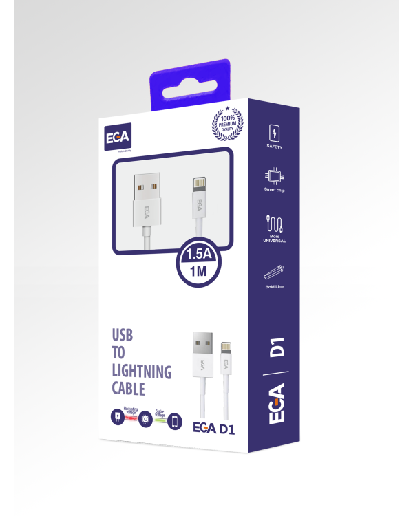Кабель EGA D1 Lightning для iPhone | iPad 1 м белый