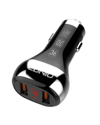 Автомобильное зарядное устройство LDNIO C2, 2x USB, QC 3.0, LED, 36 Вт (черный)