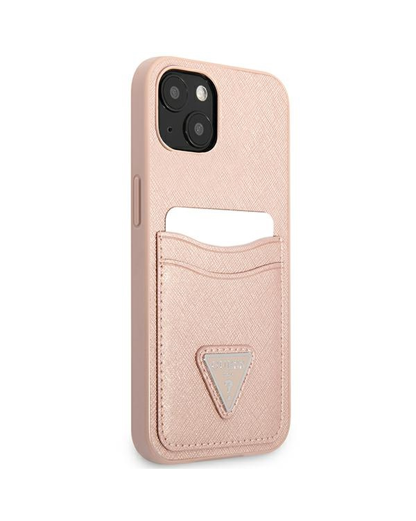 Guess Saffiano Double Card Case for iPhone 13 Pink