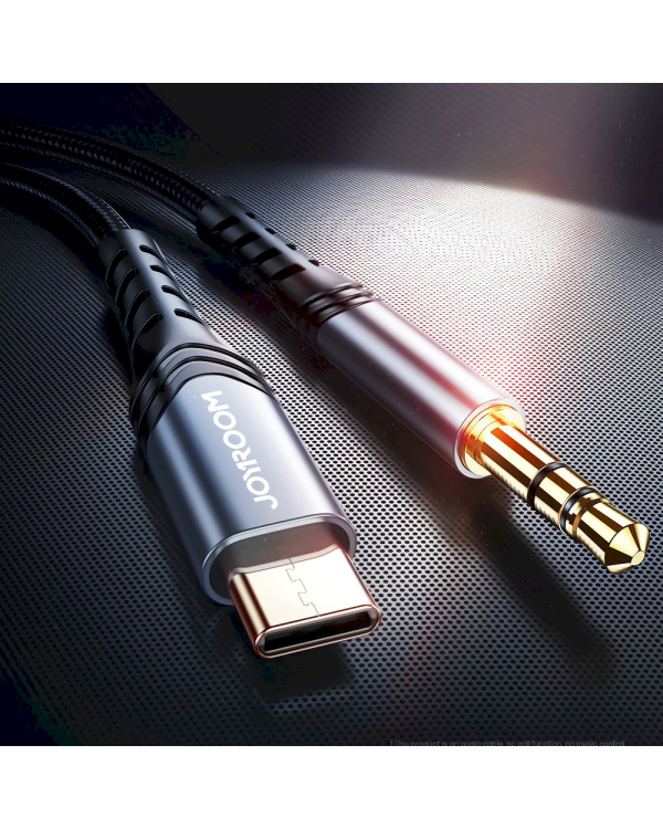 Joyroom stereo audio AUX cable 3,5 mm mini jack - USB Type C for smartphone 1 m black (SY-A03)
