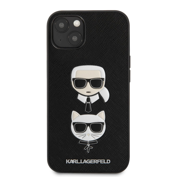 Обложка книги «KLHCP13MSAKICKCBK Karl Lagerfeld PU Saffiano Karl and Choupette Heads Case for iPhone 13 Black»
