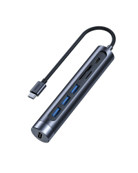 Joyroom Multifunctional USB Hub 7in1 Type C / 3x USB 3.0 / HDMI 4K 30Hz / SD Card Reader and Micro SD 100W 15cm gray (S-H112)