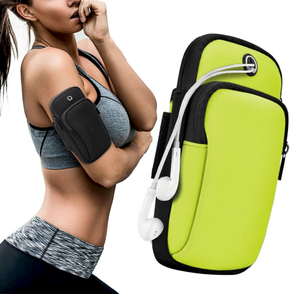 Running armband sports phone band case green
