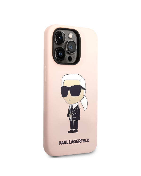 Karl Lagerfeld Liquid Silicone Ikonik NFT Case for iPhone 15 Pro Pink