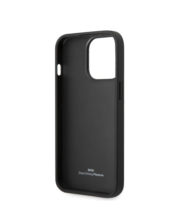 BMW Signature Leather Big Logo Case for iPhone 14 Pro Black