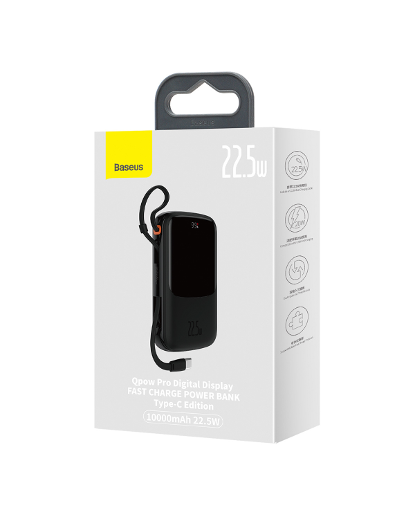 Powerbank Baseus Qpow PRO with cable, 10000mAh, 22.5W (Black)