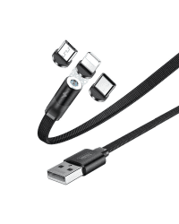 REMAX Flag Series magnetic USB cable + plug set kit Lightning / USB Type C / micro USB 2.1A 1m black (RC-169th)