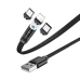 REMAX Flag Series magnetic USB cable + plug set kit Lightning / USB Type C / micro USB 2.1A 1m black (RC-169th)